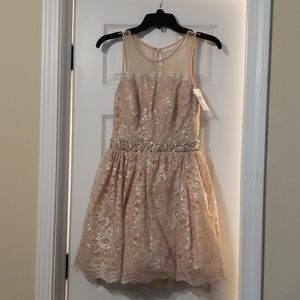 City Studio Champagne Lace Dress